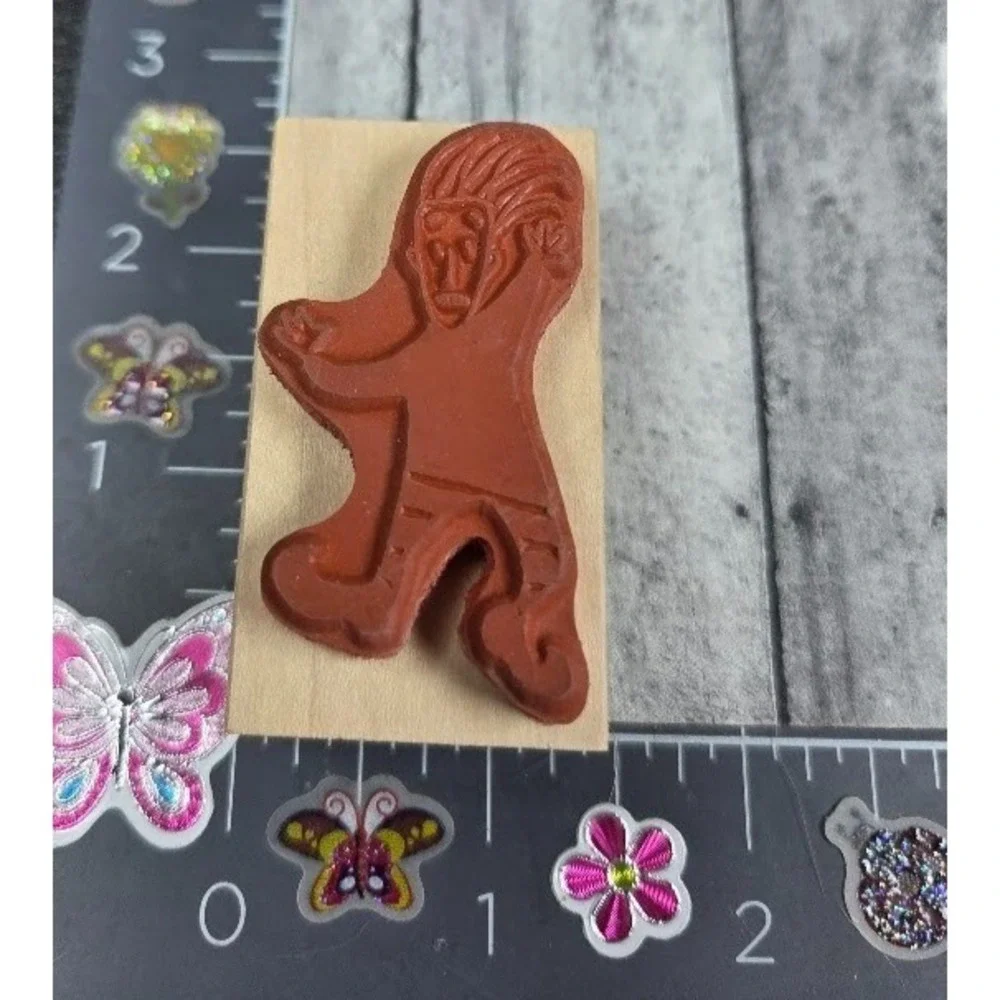 Rubber Moon Dancing Man 1999 Wild Hair Joker Rubber Stamp Wood #N73